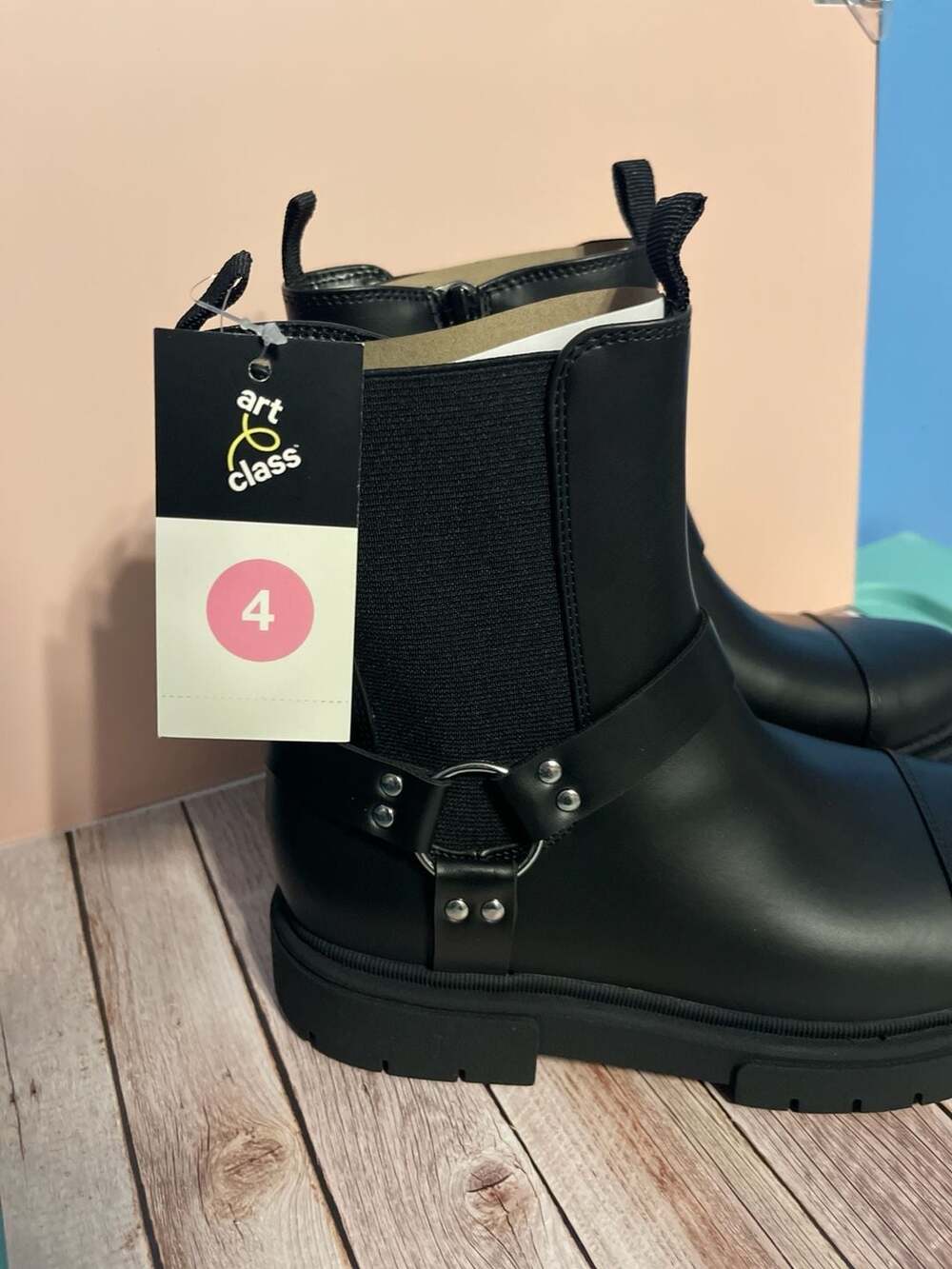 Art Class Kids Crosby Harness Moto Boots - Black - Picture 10 of 10